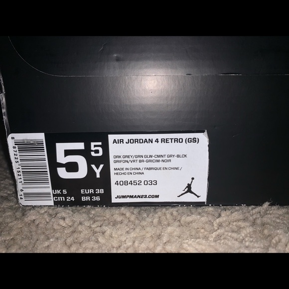 Jordan 4 Green Glow Size 5.5Y - Picture 2 of 6